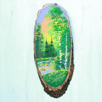 14160934 - Картина на спиле дерева закат в лесу 60 см лето