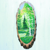 14160935 - Картина на спиле дерева утренний лес 60 см лето