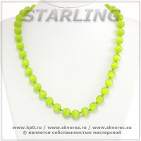 342371982 - Бусы кошачий глаз (хризоберил) желто-зелёный Ш12