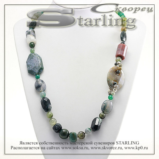 3541030200 - Колье яшма зелёная  Фантазия