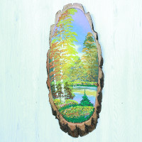 14160961 - Картина на спиле дерева русские березы 60 см осень