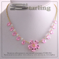 3519400107 - Колье циркон многоцветие Цветок