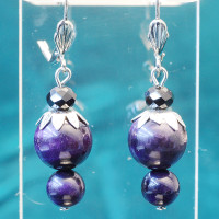 431055 - Серьги ягодка Канзаши синий