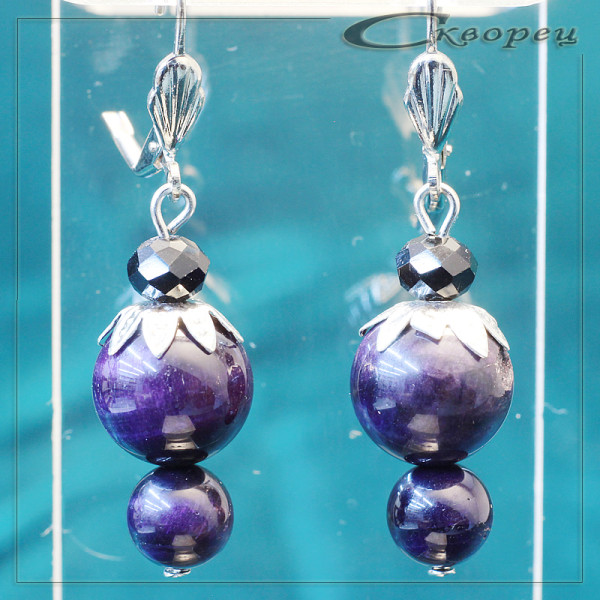 431055 - Серьги ягодка Канзаши синий