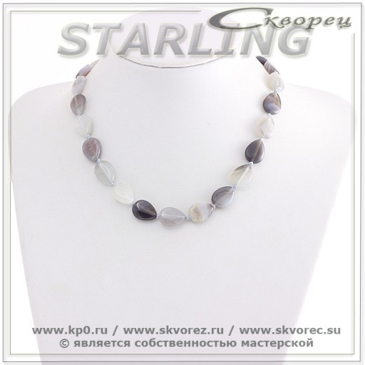 341021245 - Бусы агат облачный ТКА