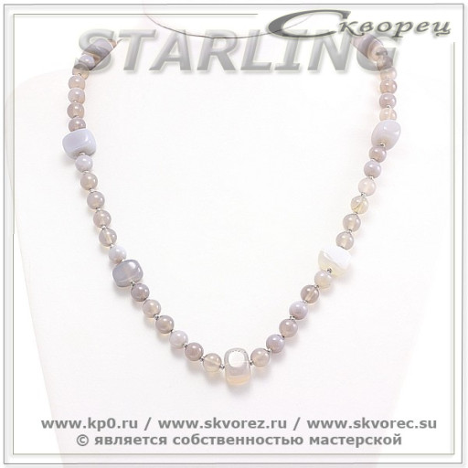 352021274 - Колье агат облачный Оксана