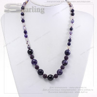 352230352 - Колье агат тонированный темно-синий Елена