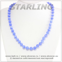 342372181 - Бусы кошачий глаз (хризоберил) лазурно-синий Ш10