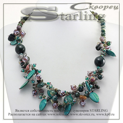 3511030270 - Колье яшма зелёная Инесса