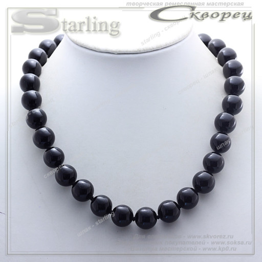 341020283 - Бусы агат чёрный Ш14