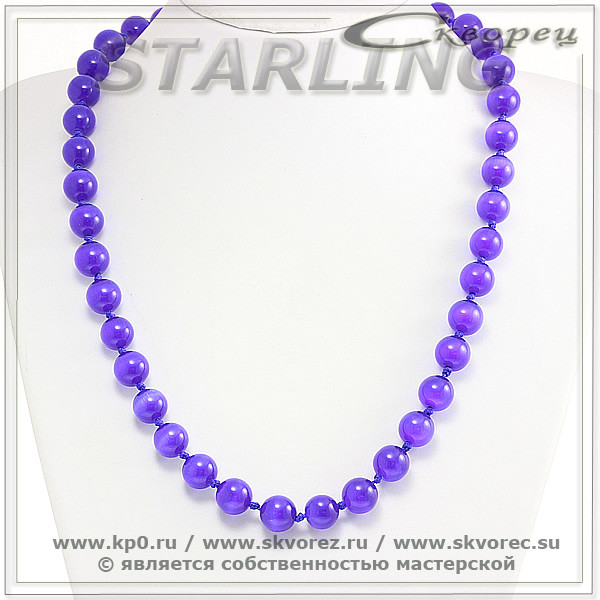 342371882 - Бусы кошачий глаз (хризоберил) темно-синий Ш12