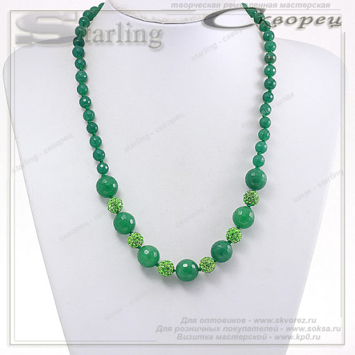 352231052 - Колье агат тонированный лесная зелень Елена