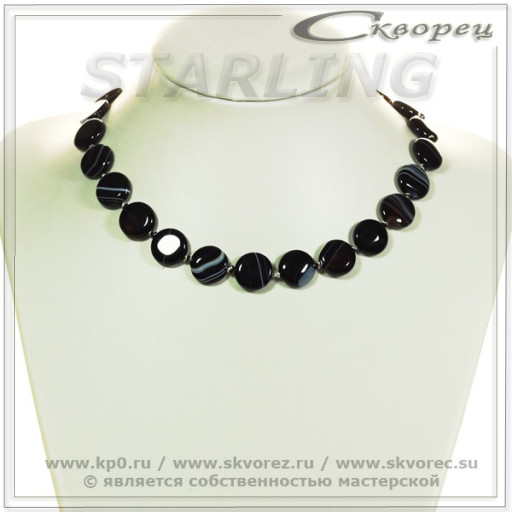 341020851 - Бусы агат черный глазковый ТКР