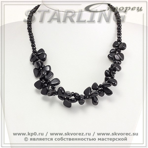 351020206 - Колье агат чёрный Алия
