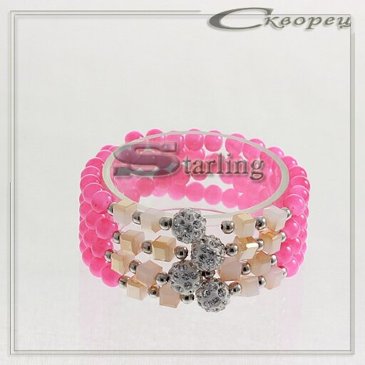 3132116 - Браслет кварц розовый Дина