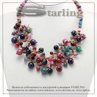 351230148 - Колье агат тонированный многоцветие Розана