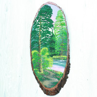 14160832 - Картина на спиле дерева вековые сосны 55 см лето