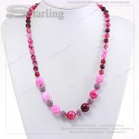 352233552 - Колье агат тонированный темно-розовый Елена