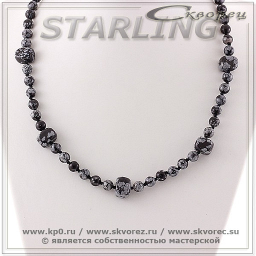 35252174 - Колье обсидиан снежный Оксана