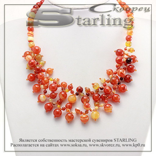 351232648 - Колье агат тонированный желто-коричневый Розана