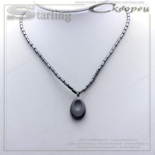 352023-1 - Колье гематит  Овал