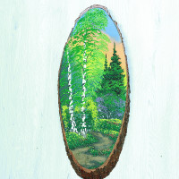 14160834 - Картина на спиле дерева закат в лесу 55 см лето