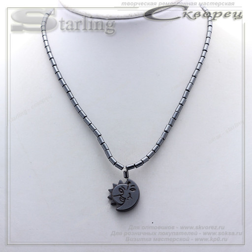 352025 - Колье гематит Солнце и Луна