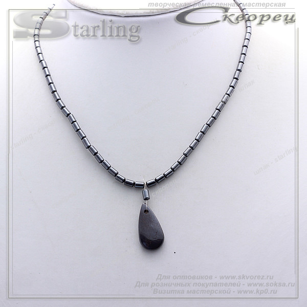 352026 - Колье гематит Капля