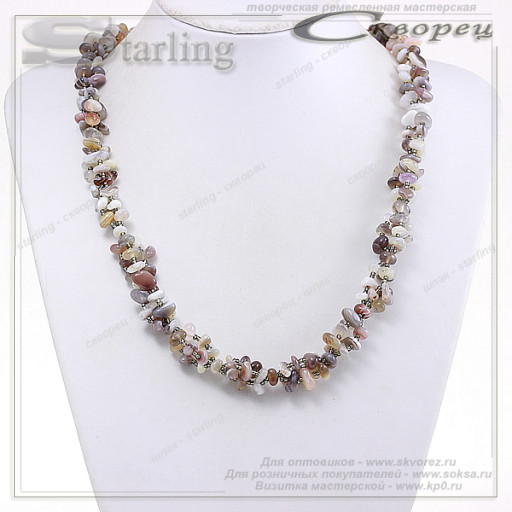 322021268 - Ожерелье агат облачный Изабелла