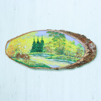 14161174 - Картина на спиле дерева закат в лесу 70 см осень.