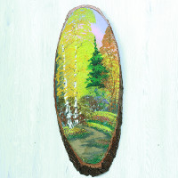 14160864 - Картина на спиле дерева закат в лесу 55 см осень