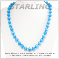 342373182 - Бусы кошачий глаз (хризоберил) королевский синий Ш12