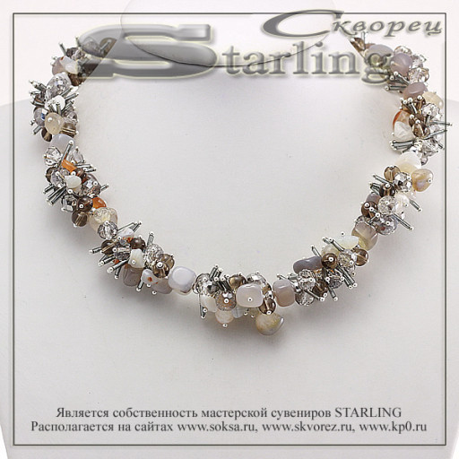 321021246 - Ожерелье агат облачный  Маргарита