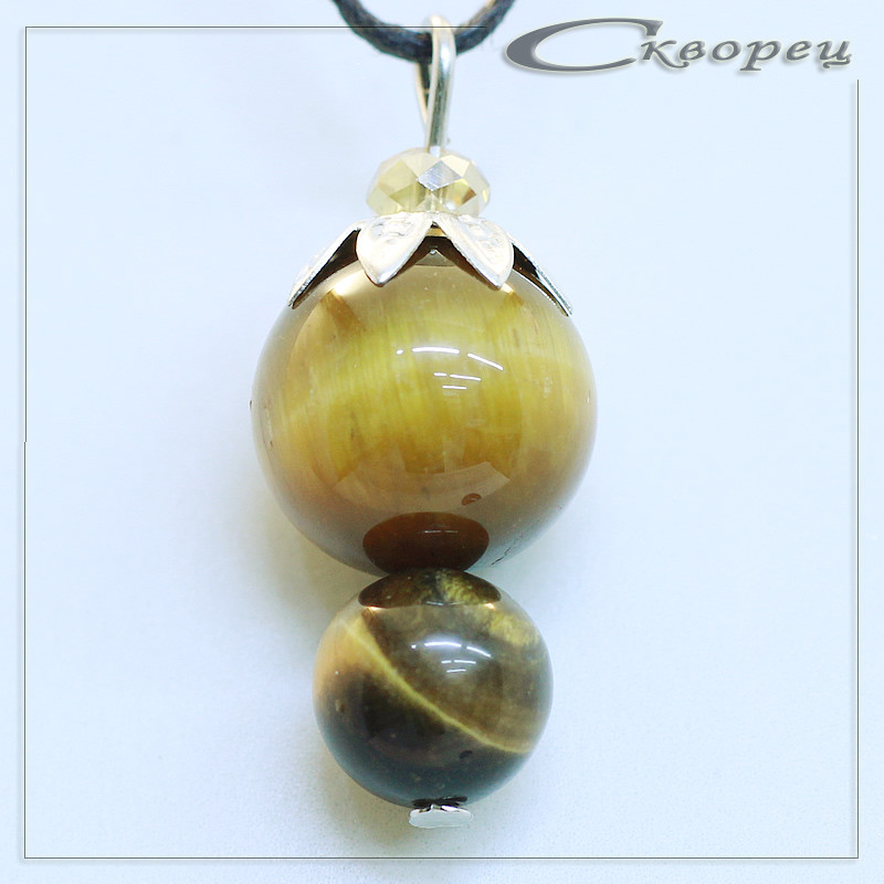 421058 - Подвеска ягодка Канзаши коричневый