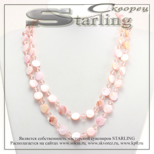 328580426 - Ожерелье перламутр розовый Эльвира