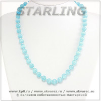 342372481 - Бусы кошачий глаз (хризоберил) небесный Ш10