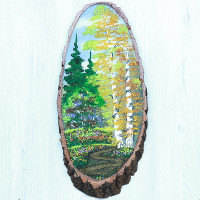 14160667 - Картина на спиле дерева лесная тропинка 45 см осень.