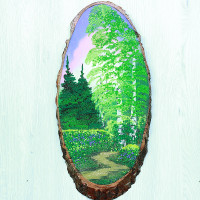 14160637 - Картина на спиле дерева лесная тропинка 45 см лето.