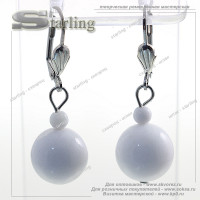 38020183 - Серьги агат белый Ш14