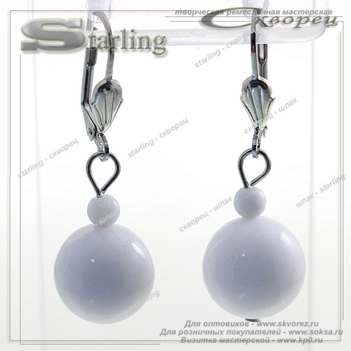 38020183 - Серьги агат белый Ш14