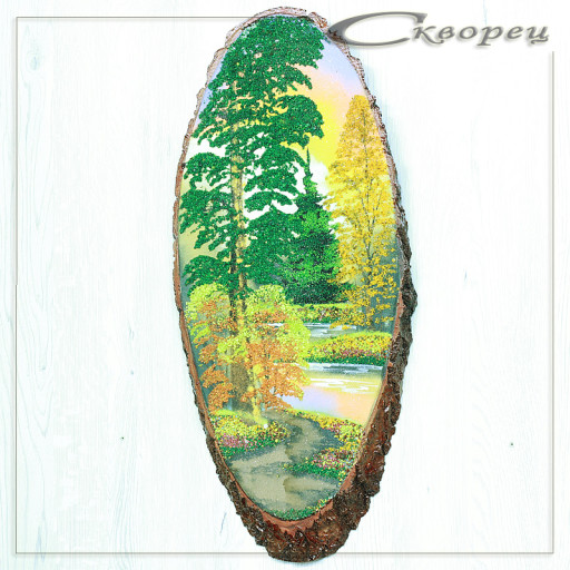 14160868 - Картина на спиле дерева извилистая тропинка 55 см осень