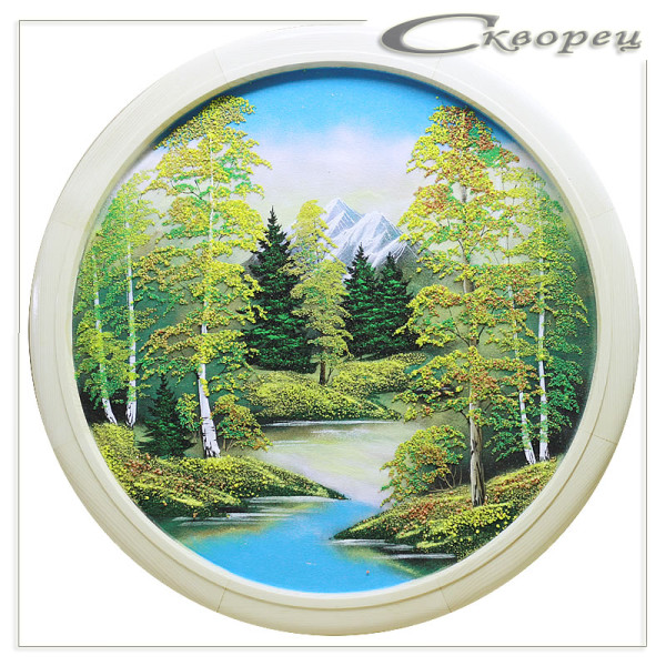 14131161 - Панно круглое леса и горы России 40 см осень