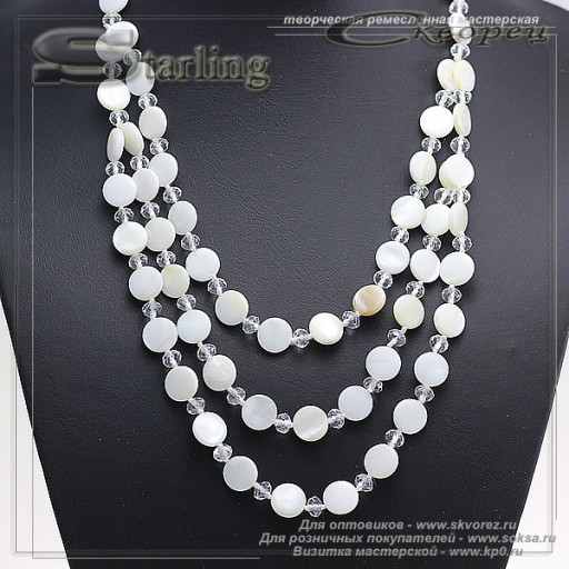 351580226-1 - Колье перламутр белый Эльвира