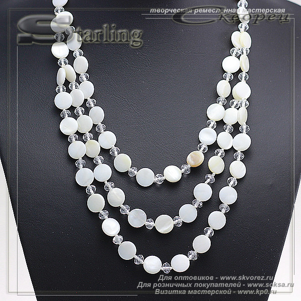 351580226-1 - Колье перламутр белый Эльвира