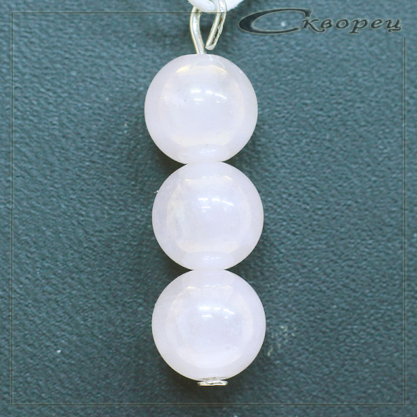 421154 - Подвеска три шарика 8 мм из кварца розового