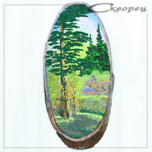 14160568 - Картина на спиле дерева извилистая тропинка 40 см осень.