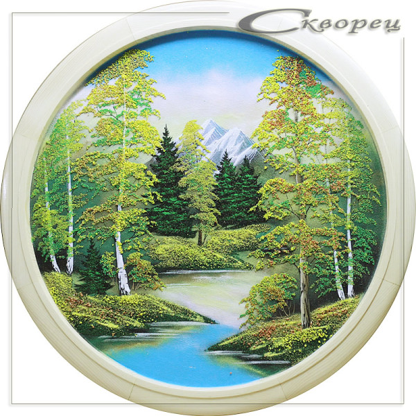 14131261 - Панно круглое леса и горы России 50 см осень