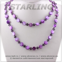 328580826 - Ожерелье перламутр фиолетовый Эльвира