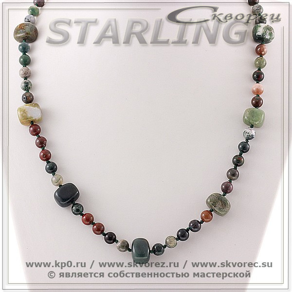 3521030274 - Колье яшма зелёная (змеиная кожа) Оксана