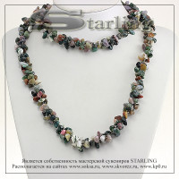 3271030268 - Ожерелье яшма зелёная (змеиная кожа) Изабелла